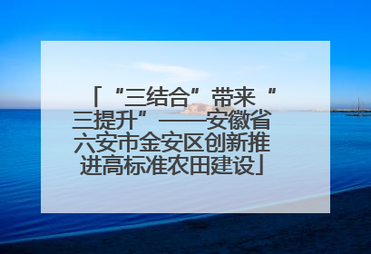 “三结合”带来“三提升”——安徽省六安市金安区创新推进高标准农田建设