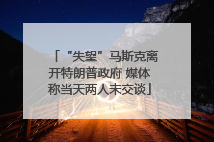 “失望”马斯克离开特朗普政府 媒体称当天两人未交谈