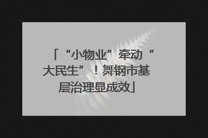 “小物业”牵动“大民生”！舞钢市基层治理显成效