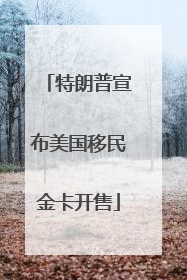 特朗普宣布美国移民金卡开售