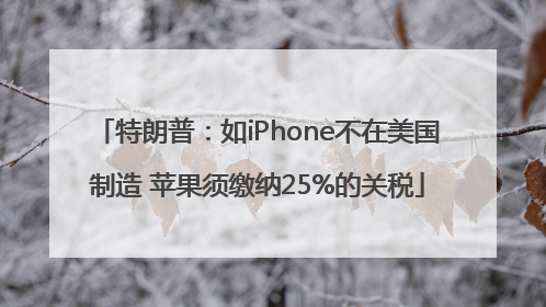 特朗普：如iPhone不在美国制造 苹果须缴纳25%的关税