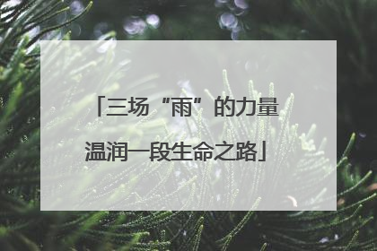 三场“雨”的力量温润一段生命之路