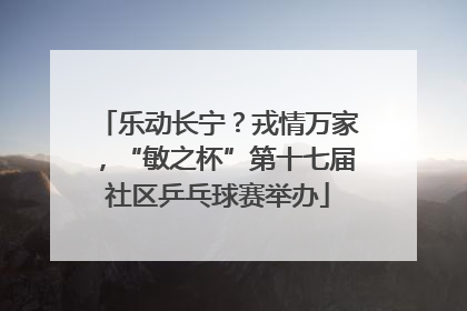 乐动长宁？戎情万家，“敏之杯”第十七届社区乒乓球赛举办