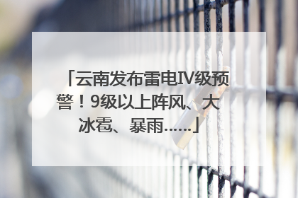 云南发布雷电Ⅳ级预警！9级以上阵风、大冰雹、暴雨……