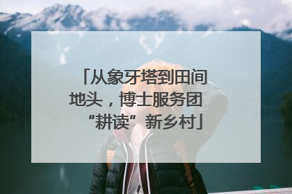 从象牙塔到田间地头，博士服务团“耕读”新乡村