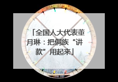 全国人大代表董月琳：把侗族“讲款”用起来