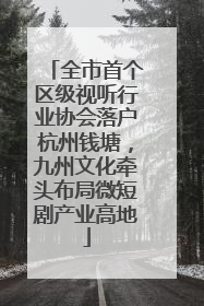 全市首个区级视听行业协会落户杭州钱塘，九州文化牵头布局微短剧产业高地