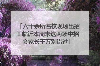 六十余所名校现场出招！临沂本周末这两场中招会家长千万别错过