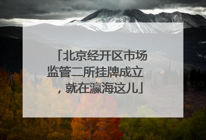 北京经开区市场监管二所挂牌成立，就在瀛海这儿