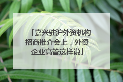 嘉兴驻沪外资机构招商推介会上，外资企业高管这样说