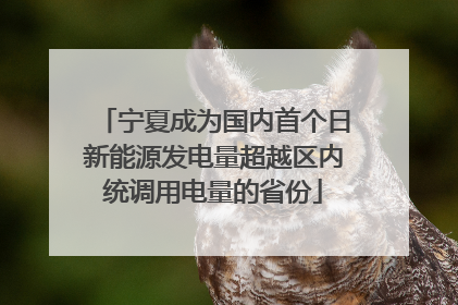 宁夏成为国内首个日新能源发电量超越区内统调用电量的省份