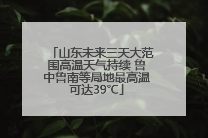 山东未来三天大范围高温天气持续 鲁中鲁南等局地最高温可达39℃