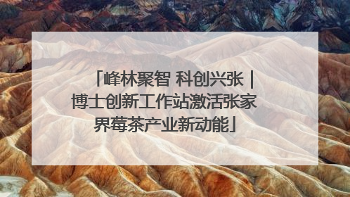 峰林聚智 科创兴张｜博士创新工作站激活张家界莓茶产业新动能