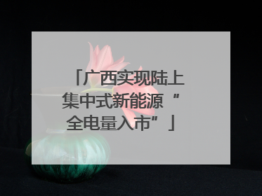 广西实现陆上集中式新能源“全电量入市”