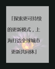 探索更可持续的更新模式，上海打造全球城市更新共同体