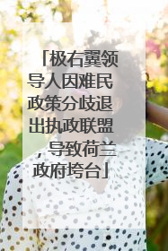 极右翼领导人因难民政策分歧退出执政联盟，导致荷兰政府垮台