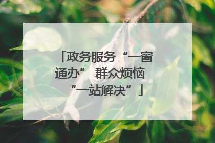 政务服务“一窗通办” 群众烦恼“一站解决”