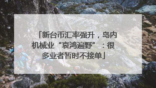 新台币汇率强升，岛内机械业“哀鸿遍野”：很多业者暂时不接单