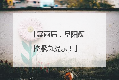 暴雨后，阜阳疾控紧急提示！