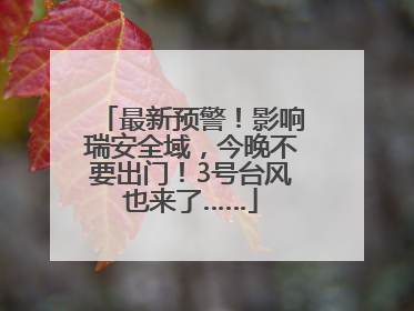 最新预警！影响瑞安全域，今晚不要出门！3号台风也来了……