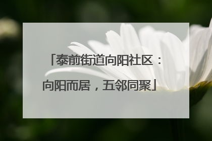 泰前街道向阳社区：向阳而居，五邻同聚