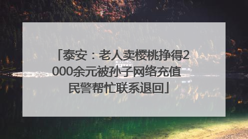 泰安：老人卖樱桃挣得2000余元被孙子网络充值 民警帮忙联系退回