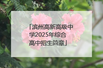 滨州高新高级中学2025年综合高中招生简章