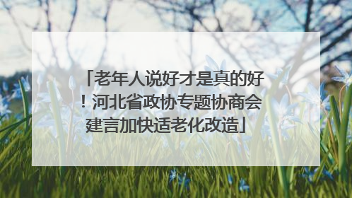 老年人说好才是真的好！河北省政协专题协商会建言加快适老化改造