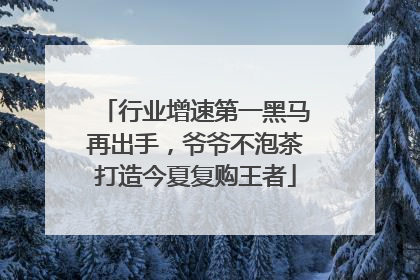 行业增速第一黑马再出手，爷爷不泡茶打造今夏复购王者