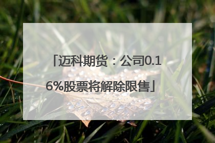 迈科期货：公司0.16%股票将解除限售