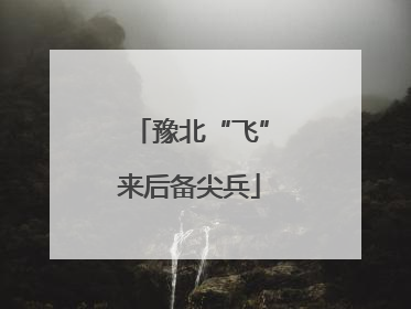 豫北“飞”来后备尖兵