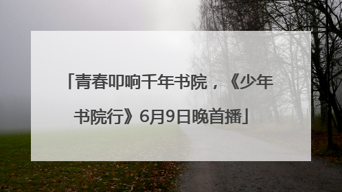 青春叩响千年书院，《少年书院行》6月9日晚首播