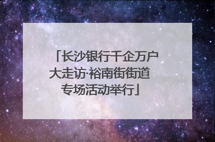 长沙银行千企万户大走访·裕南街街道专场活动举行