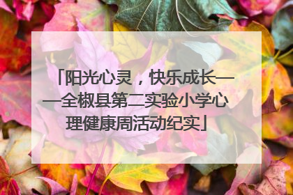 阳光心灵，快乐成长——全椒县第二实验小学心理健康周活动纪实