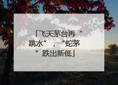 飞天茅台再“跳水”，“蛇茅”跌出新低
