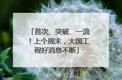 首次、突破、一流！上个周末，大国工程好消息不断