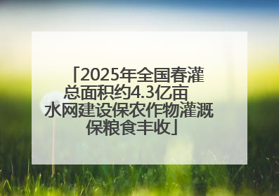 2025年全国春灌总面积约4.3亿亩 水网建设保农作物灌溉 保粮食丰收