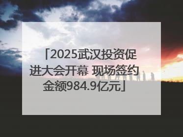 2025武汉投资促进大会开幕 现场签约金额984.9亿元